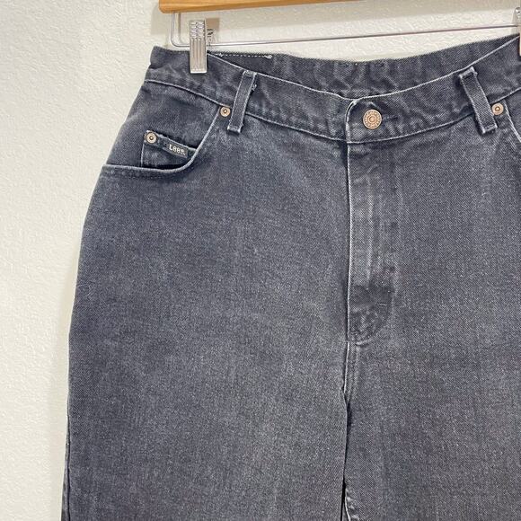 VTG Lee Women's Mom Jeans Black Stone Wash High Waisted Tapered Leg 34" Waist - Picture 2 of 12
